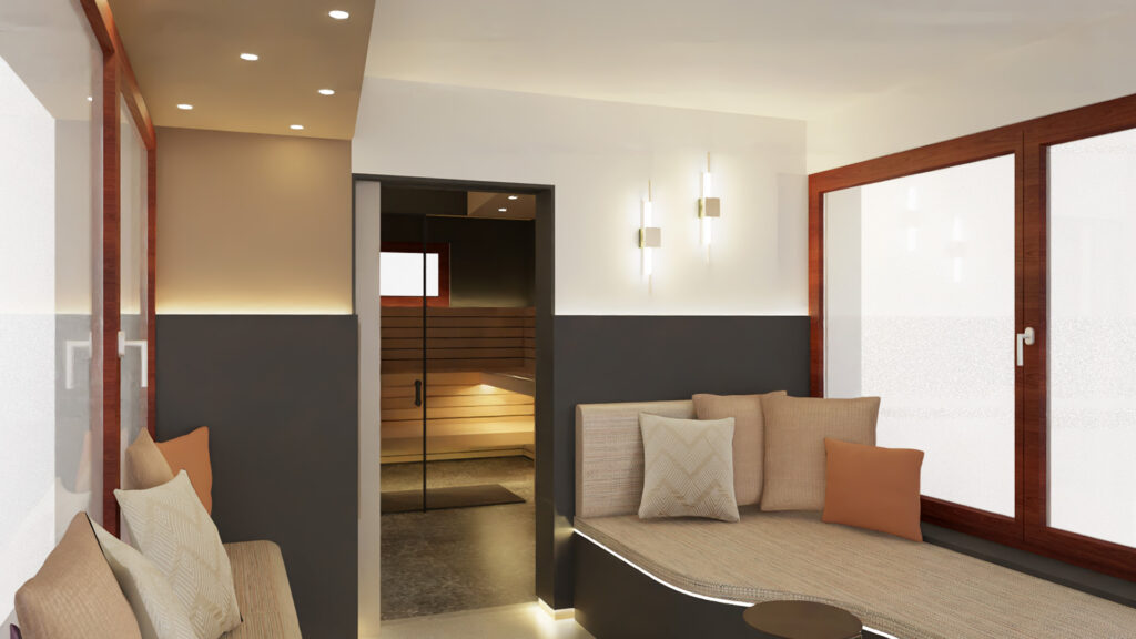 Private Spa-Landschaft mit Sauna und Ruheraum in Bamberg - im Ruheraum